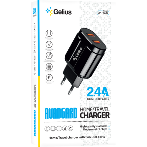 Сетевое зарядное устройство Gelius Pro Avangard GP-HC06 2USB 2.4A + кабель Type-C Black